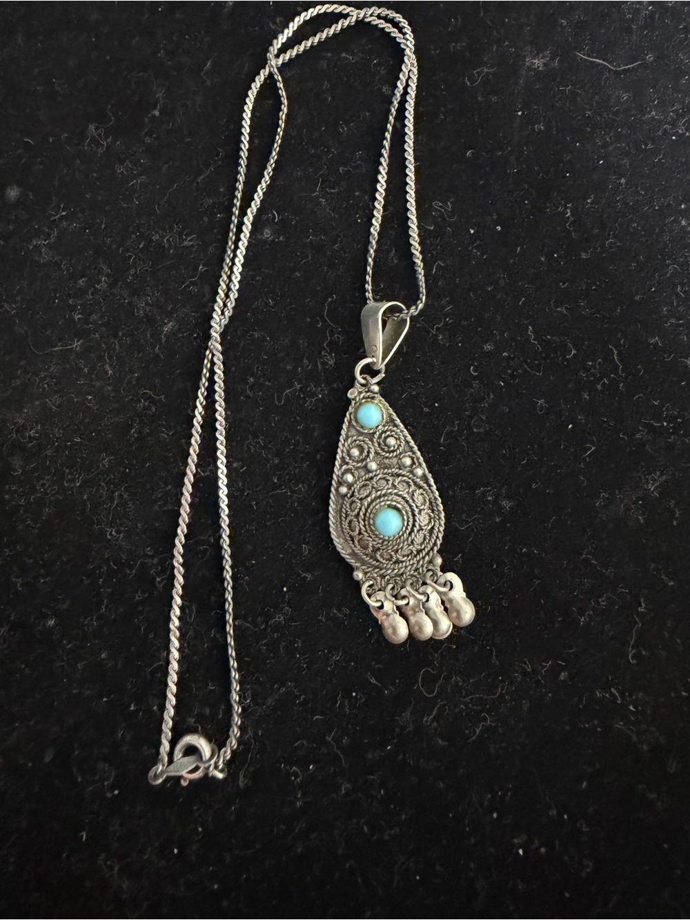 925 Sterling silver vintage turquoise necklace